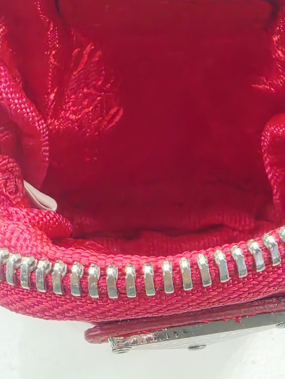 Prada Red Nylon Mini Pouch Keychain Coin Case Small Zip Bag Italy - Picture 8 of 14